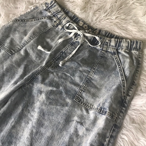 S.O.N.G. Denim - NWOT Retro Acid Wash Jeans, Cuffed, Drawstring